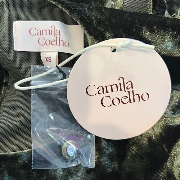 NWT Camila Coelho Gabriel Green Velvet Maxi Dress XS Revolve - Picture 13 of 16